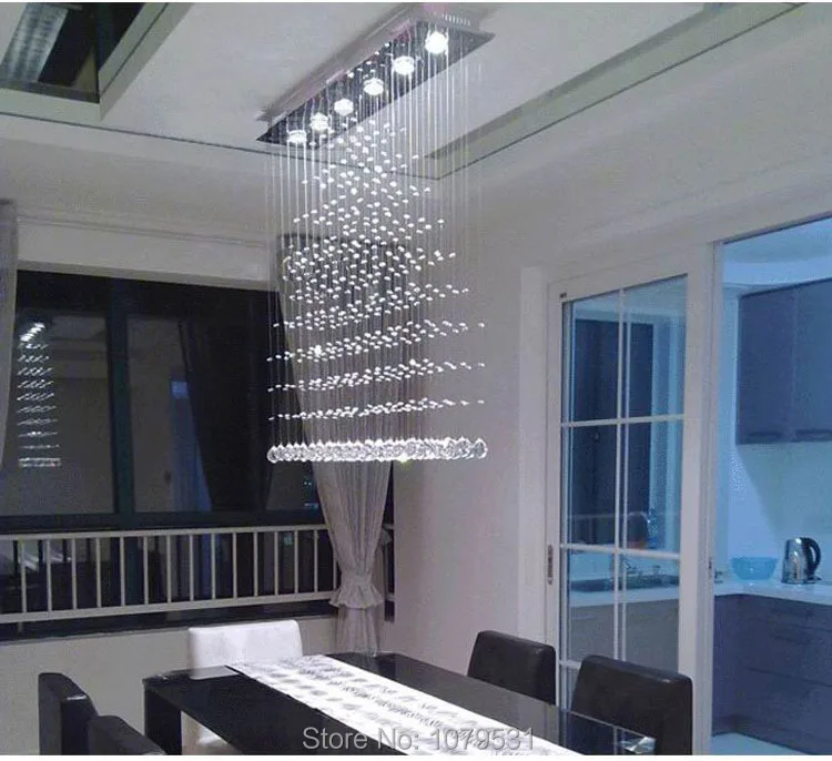 

3/5/6 Heads Modern Crystal LED Ceiling Lights Fixture Rain Drop Curtain Lustre Hanging Square Ceiling Lamp Lustres De Teto
