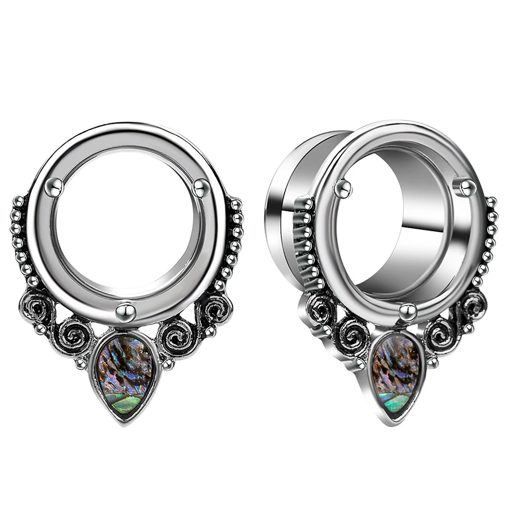

1pcs New Sea-shell Stainless-steel Ear Plugs Tunnels Gauges Stretcher Piercings Body Piercing Jewelry 6mm-25mm
