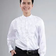 Популярные складки рубашка индивидуальный заказ любой Цвета Упругие Шелковый Как атласная Для мужчин свадебные Жених Рубашки для мальчиков Жених Slik рубашка для Для мужчин CS14