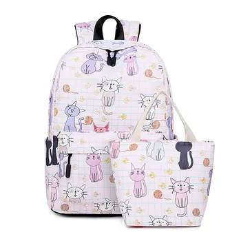 

Waterproof Women Small Backpack Kawaii Cat Neko Bookbag Canvas School Bags for Teenage Girls Cute Travel Bagpack Laptop Rugzak