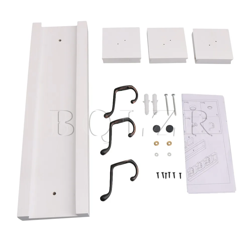 

BQLZR Bamboo Coat Towel Clothes Hanging Hanger Rack Wall Mounted 3 Hooks Movable Zinc Alloy for Bathroom Washroom