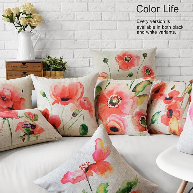 Tulip Floral Pillow Case Red Decorative Pillows Cushion Cover