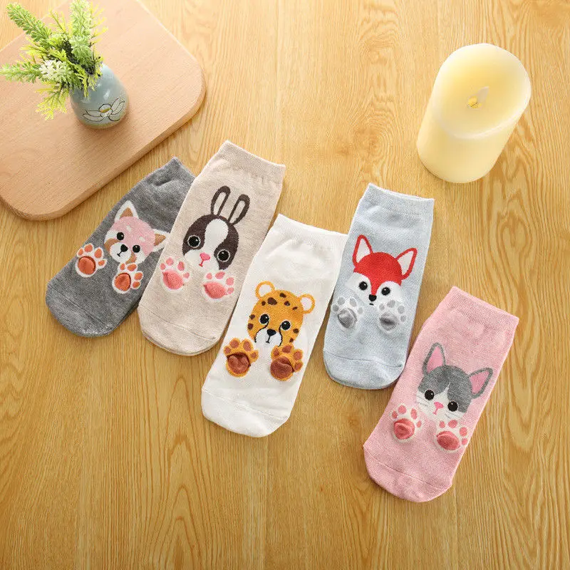 5pairslot 5 Colors Spring Summer Hot Fashion Comfortable Ankle Short Boat Socks Women Breathable Soft Knitted Cotton Heart 15 (4)