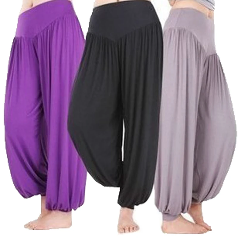 

Women Belly dance Pants Yoga Trousers Long Pleated Capris Soft Loose Bloomers Wide Leg Harem Pants Men's Trousers S-3XL