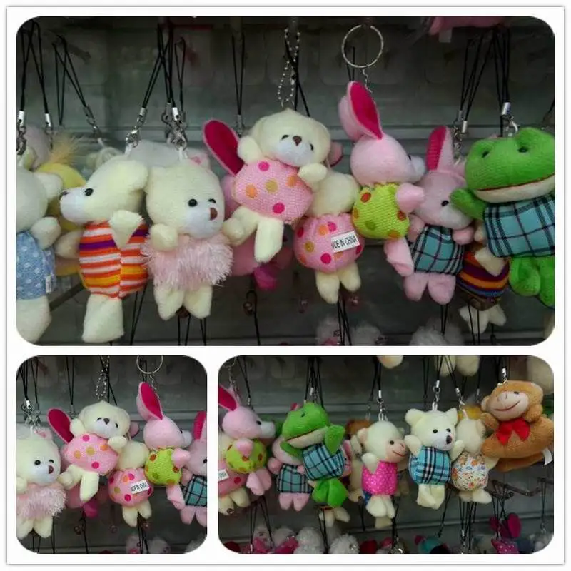 

5.5cm Plush Bunny Dot Frog Monkey Bear Cloth Rabbit for bag pendant mixed color pacakge 40pcs/lot stuffed doll soft toys