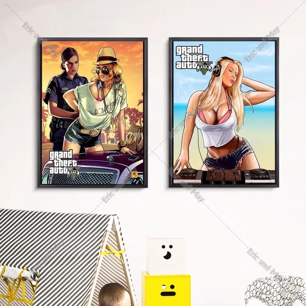 GTA 5 Sexy Girl Artwork Canvas Art Print Painting Poster
