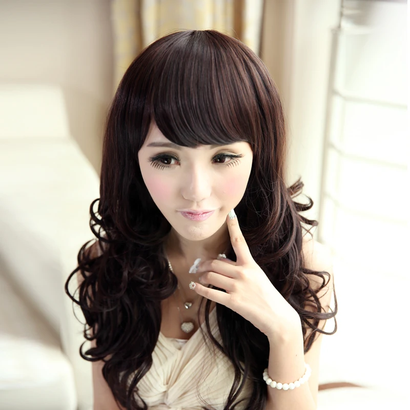 NEW Korean style Imitate human bangs hair wig Charming long fluffy hair