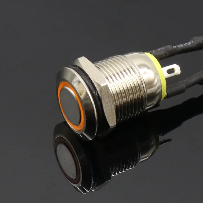 1 шт. 12 мм светодиодный 3 в 5 в 12 В 24 В 220 В металлический кнопочный переключатель Мгновенный Кнопочный автоматический сброс водонепроницаемый с подсветкой - Цвет: Цвет: желтый