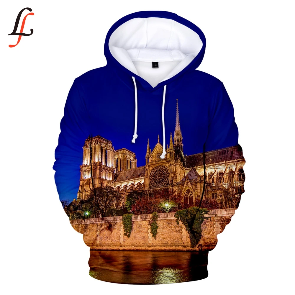  Notre Dame de Paris 3D Hoodies Sweatshirts harajuku K pop Tops Cute unisex Loose Pullover off white