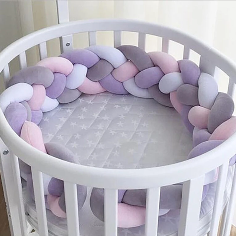 100cm/200cm/300cm Nordic Newborn Baby Bed Bumper 4 Braid Knot Handmade Long Plush Baby Crib Protector Infant Room Decor
