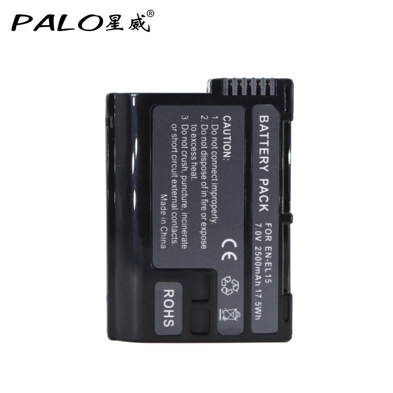 PALO 2pcs аккумулятор камеры EN-EL15 enel15 el15 цифровой аккумулятор для Nikon D500, D600, D610, D750 D7000, D7100, D7200 с зарядным устройством