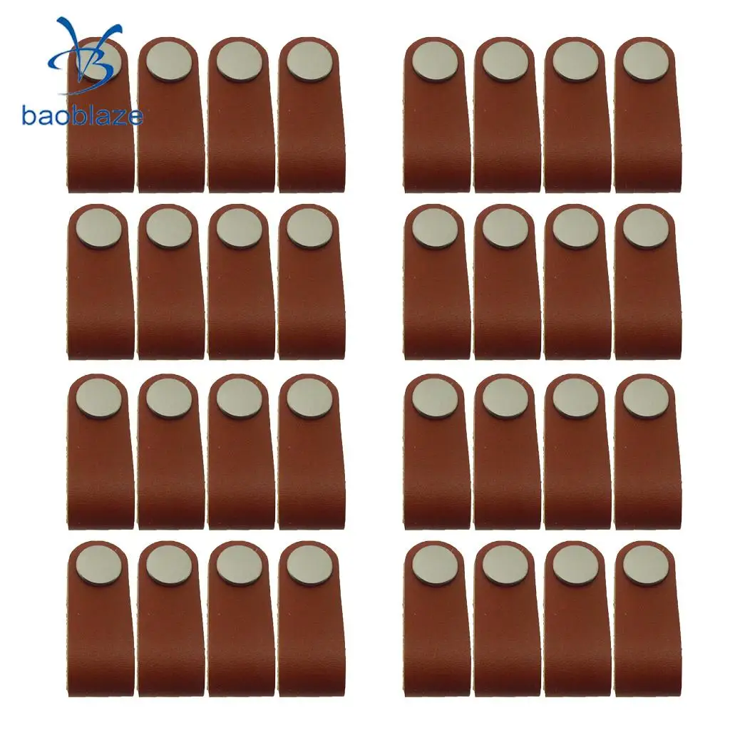 32x Nordic Wardrobe Cabinet Door Handle Soft PU Leather Door Handles For Cupboard Drawer Pull Knobs Furniture Hardware