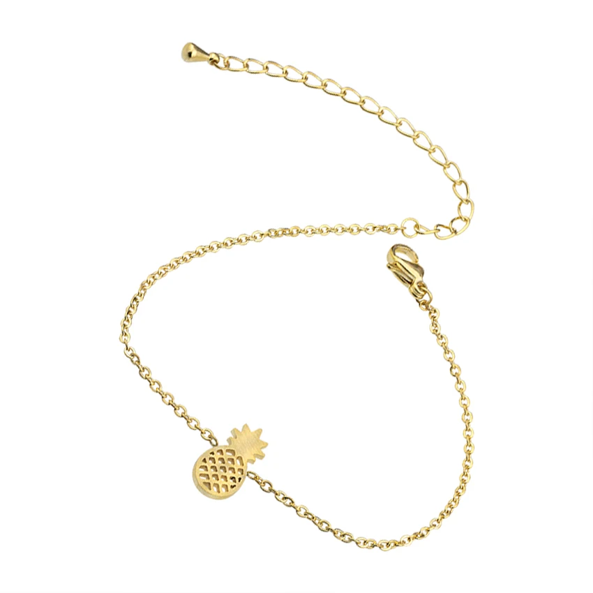 GORGEOUS TALE 2017 New Summer Fruit Jewelry Stainless Steel Gold Chains Tiny Women Pineapple Bracelet Brazaletes Pulseras Mujer|pulseras