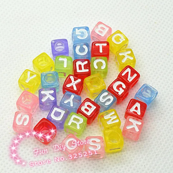 

7*7mm 100pcs/lot Free Shipping Mixed Alphabet /Letter Acrylic square Beads