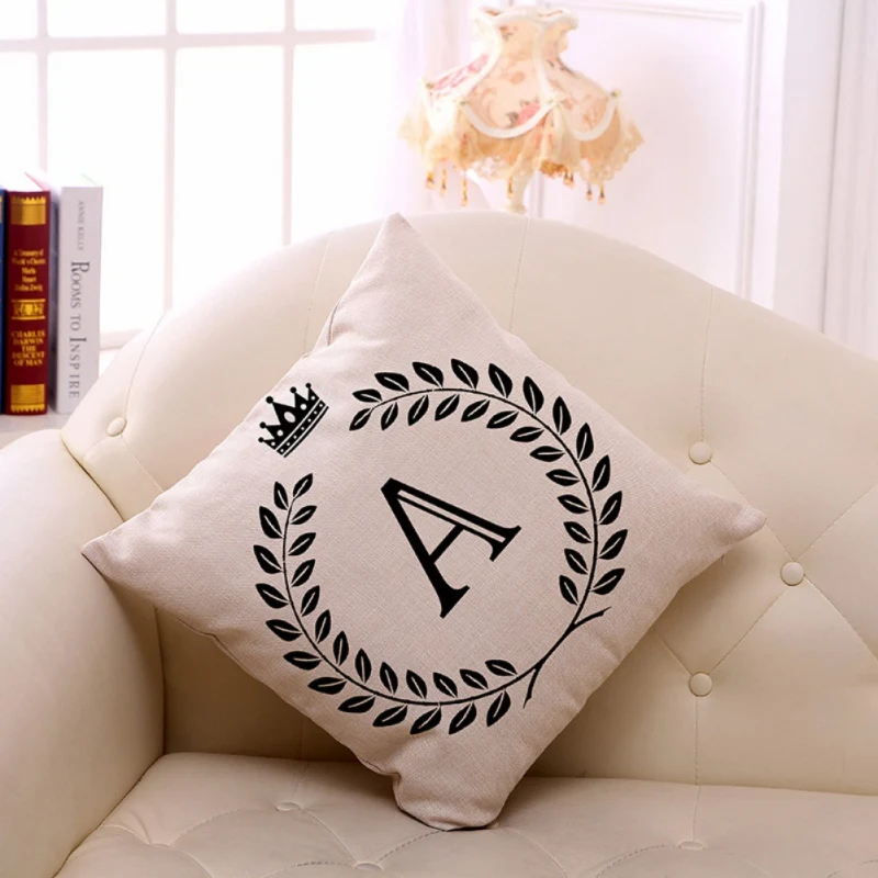 

45*45cm New Letter Print Cotton Linen Pillowcase Decorative Pillows Cushion Use For Home Sofa Car Office Chair Cushion