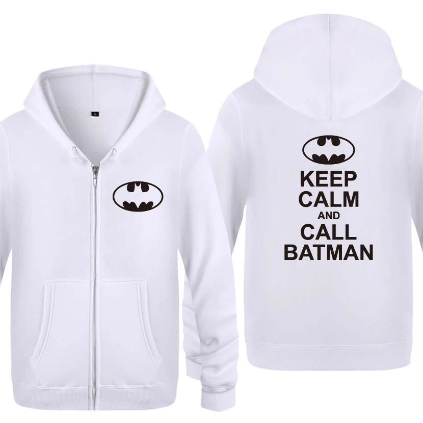 Мужские флисовые толстовки на молнии с капюшоном Keep Calm and Call Batman 2018 | Мужская