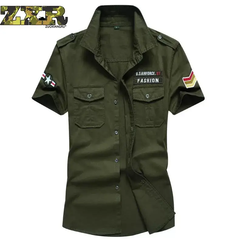 Zuoxiangru Большие размеры мужские летние камуфляжные рубашки мужские армейские военные вентиляторы одежда многокарманные тактические рубашки плюс размер 5xl 6xl