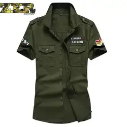 Zuoxiangru Большие размеры мужские летние камуфляжные рубашки мужские армейские военные фанаты одежда мульти-карманные тактические рубашки