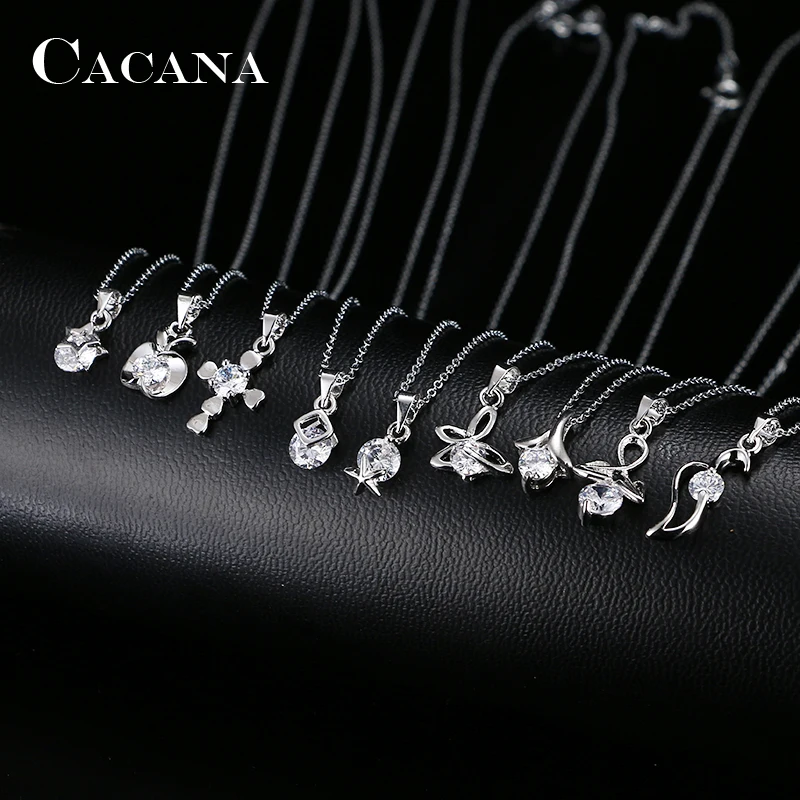 CACANA Pendant Necklaces For Women Trendy Star Cross Apple Fashion Design Metal Link Chain Long Necklace Hot Wholesale N89
