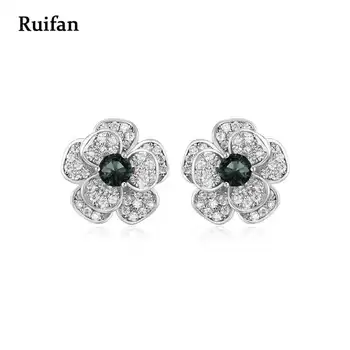 

Ruifan Flower Blue Crystal Cubic Zircon Earrings Silver 925 Stud Earring for Women Lady Trendy 2020 Summer Jewelry YEA052