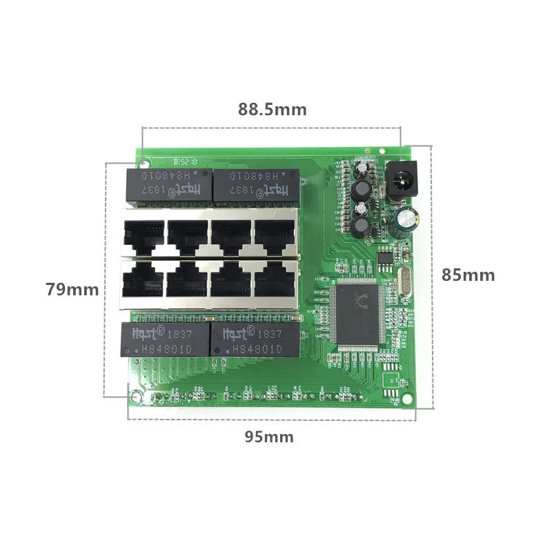 OEM PBC 8 портов Gigabit Ethernet коммутатор 8 портов с 8 pin-разъемом 10/100/1000 м концентратор 8way штекер питания печатная плата OEM schroef gat - Цвет: 8-port 1000M