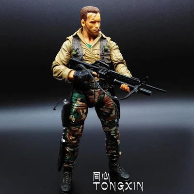 NECA фильм 25th Хищник инопланетянин Арнольд Шварценеггер патруль голландский извлечение голландский Охотник за джунглями 18 см игрушка ПВХ фигурка модель S108 - Цвет: Зеленый