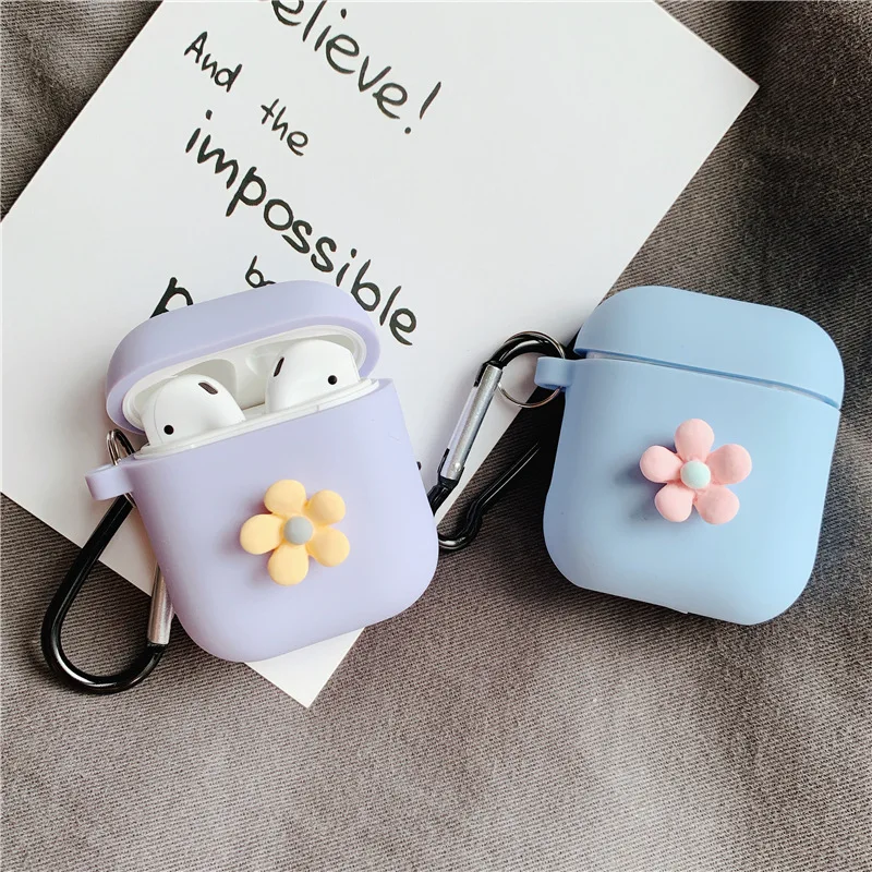 

For Apple Airpods Case Silicone Cover Cute Simple Flower Decorative Bluetooth Earphone Protective Cover For AirPods Accessories