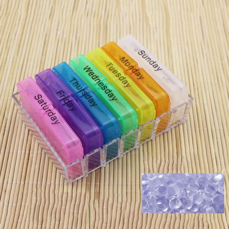 

2018 28 Cellular Portable Plastic Pills Drug Storage Box Weekly Pill Box 7 Days Tablet Sorter Distribution Box Pill Organizer