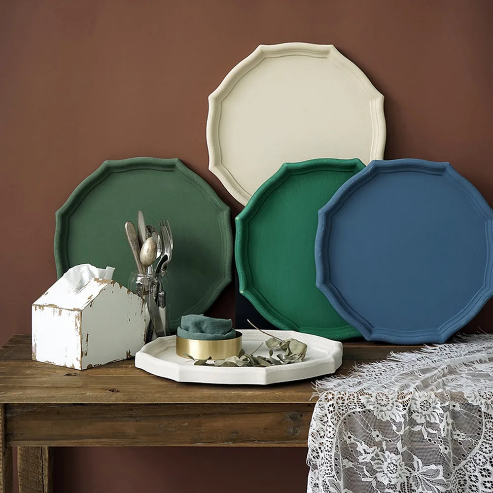 

Morandi Color Nordic Fruit Tray Handmade Wooden Dessert Tray Cake Table Decoration Makeup Jewelry Ring Trays