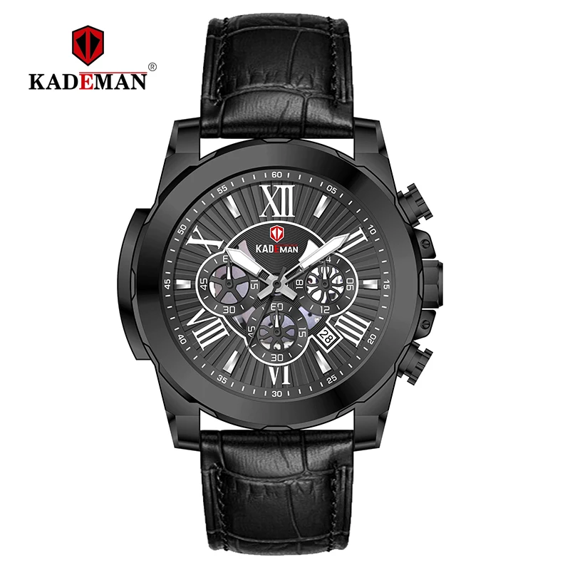 

KADEMAN Luxury Men Wristwatches Fashion Business Leather Quartz Watch 2019TOP Brand New Automatic Date Watches Relogio Masculino