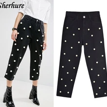 Женские брюки длиной до икры на молнии, с завышенной талией, джинсовые штаны, однотонные прямые брюки женские брюки, повседневные уличные джинсы