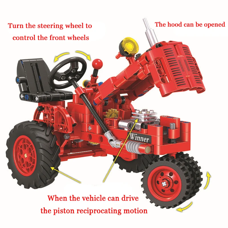 Winner 7070, 302 шт., классический строительный блок «Старый трактор», развивающие кирпичные игрушки для детей, забавный подарок