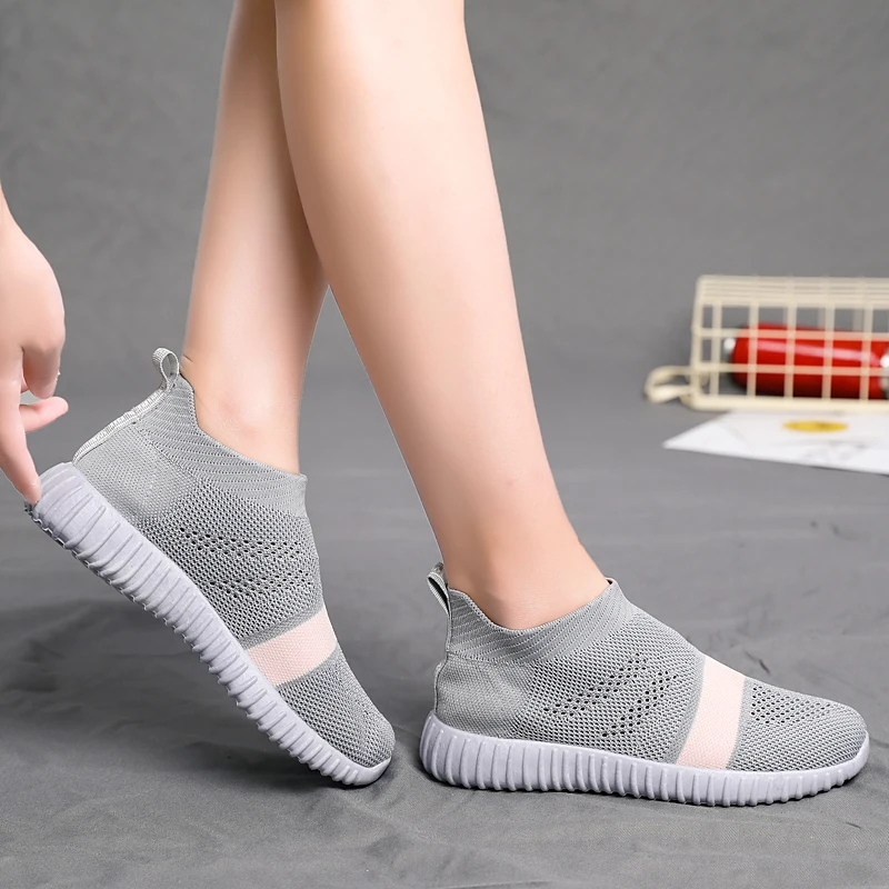 

Rommedal lightweight women jogging sneakers flying weaving flats sock shoes woman big size 35-40 walk trainers casual shoes 2019