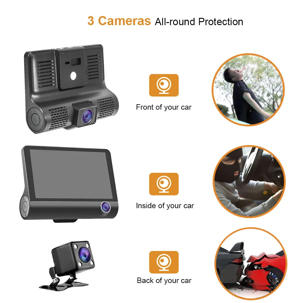 HGDO Dash Cam 4 0 'Ɖ объектива Автомобильный видеорегистратор камера видео рекордер