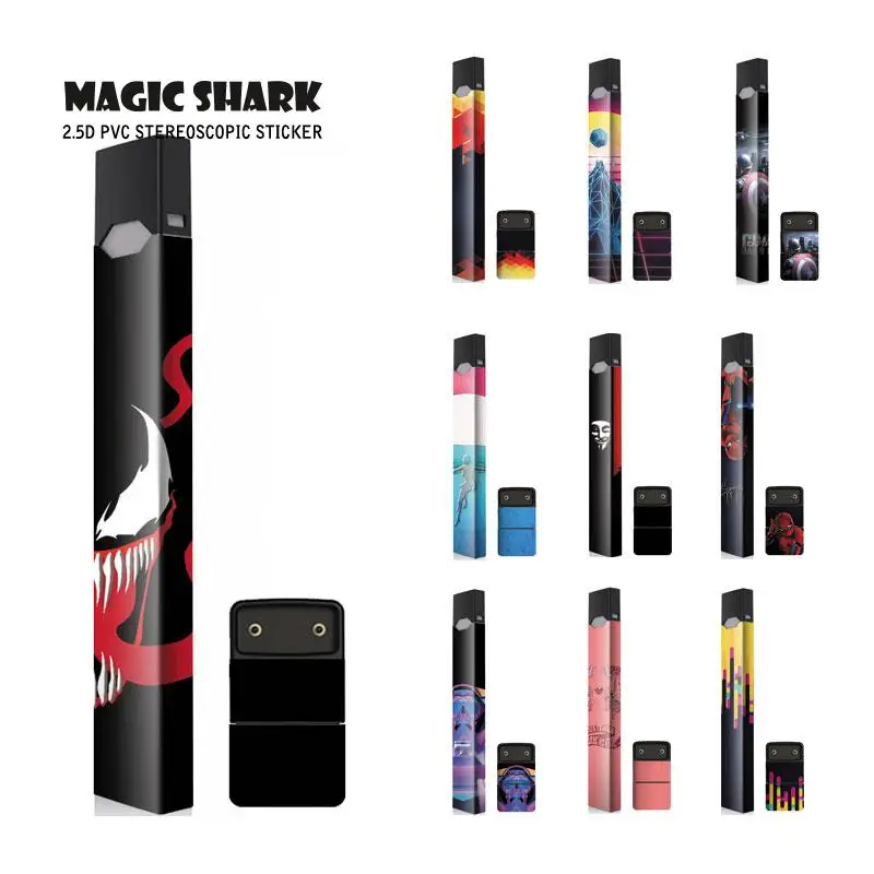 

Magic Shark Stereo Venom Spider Man Sticker for Juul Electronic Cigarette Film Sticker Printing Label Skin for Juul