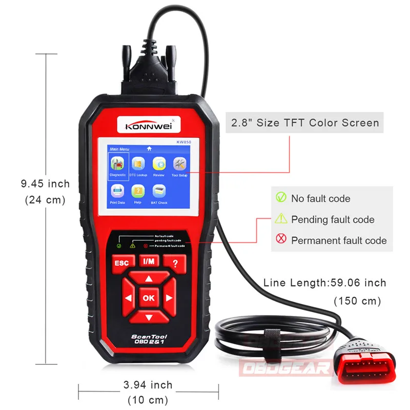 KONNWEI KW850 OBD2 сканер EODB Автомобильный один клик обновление диагностика автомобиля