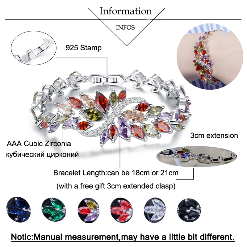 BeaQueen Стерлинговое Серебро 925 лето милые хрустальные ювелирные изделия Большой Цветок кластер красочный браслет с камнями циркона для женщин B055