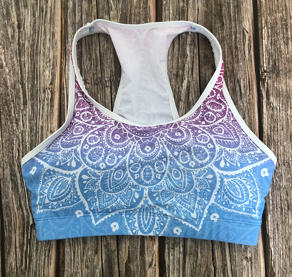 LI-FI Mandala Print Sports Bra High Stretch Breathable Top Fitness Women Padded for Running Yoga Gym Seamless Crop Bra Sport Bra