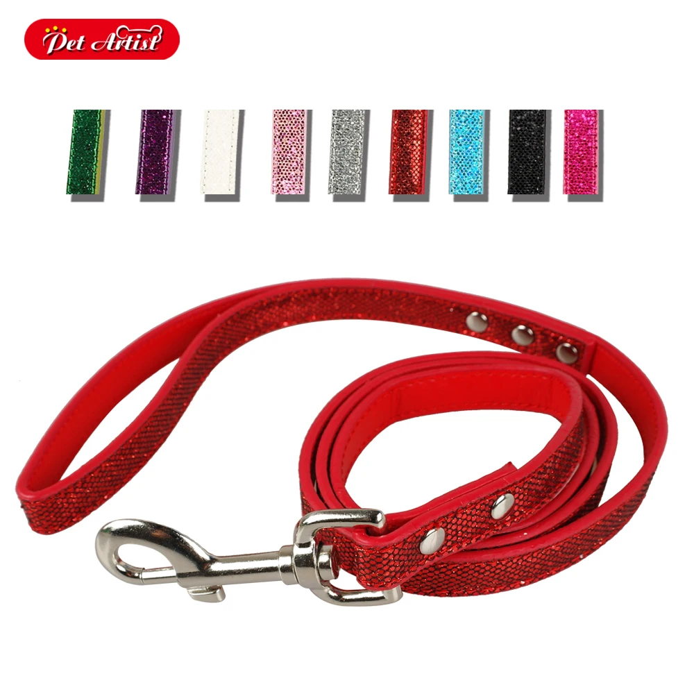 

1.5* 120cm New PU Leather Sequins Rope Traction Puppy Dog Pet Leash 5 Colors Available