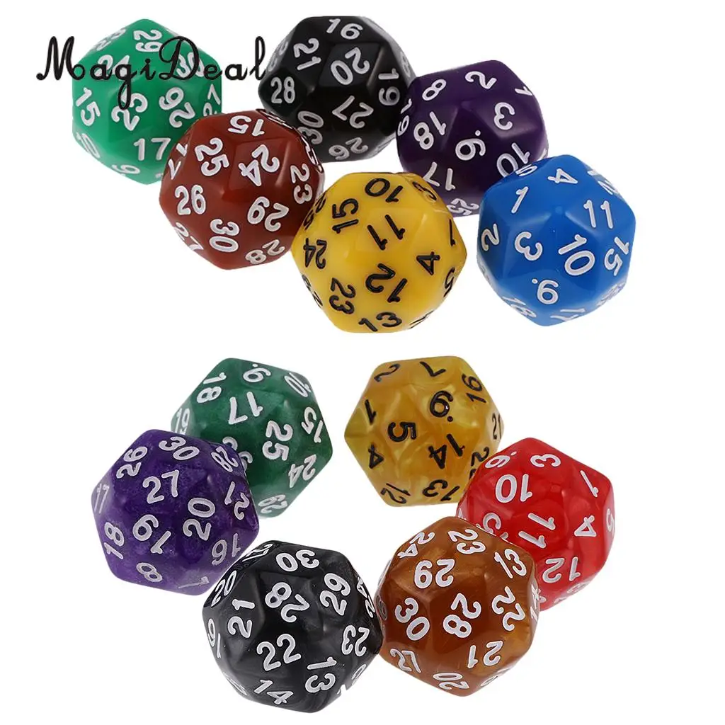 MagiDeal хит продаж 6 шт жемчужные/Непрозрачные многосторонние D24 или D30 кубики для D &