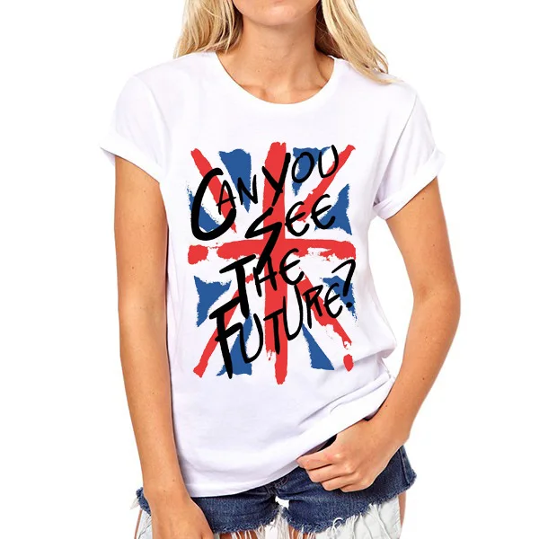 2017 new modal polyester British flag letters printed t shirt women