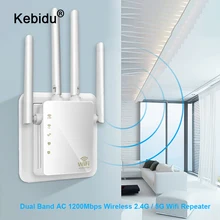 Kebidu Беспроводной Wi-Fi ретранслятор/маршрутизатор 1200 Мбит/с 2,4 г/5 г двухдиапазонный Wifi усилитель сигнала AP усилитель сигнала сетевой диапазон расширитель
