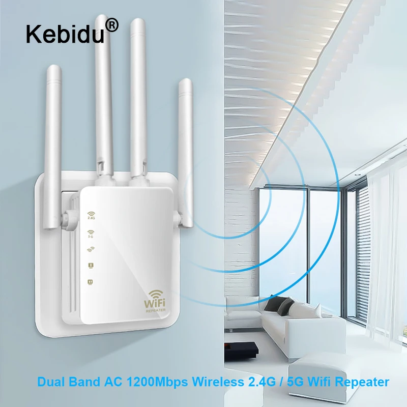 Kebidu Беспроводной Wi-Fi ретранслятор/маршрутизатор 1200 Мбит/с 2 4G/5G двухполосный