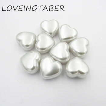 

Newest ! 27mm*25mm 90pcs/lot Pure White Color Heart Acrylic Pearl Beads For Valentine's Day Jewelry Making