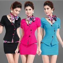 S-3XLdrop shipping 2015 women clothing set 2 piece set women KTV club stewardess uniforms sexy foot sauna technician dress suit