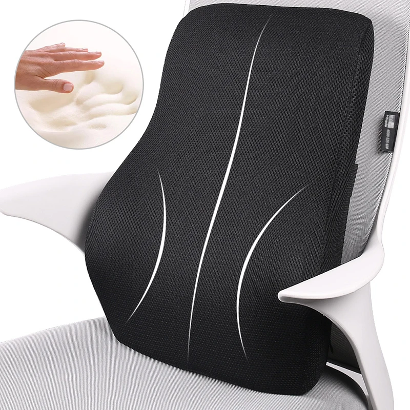 

Lumbar Support Pillow; Memory Foam Chair Cushion Supports Lower Back for Easy Posture in the Car, Office, Plane and Your Chair