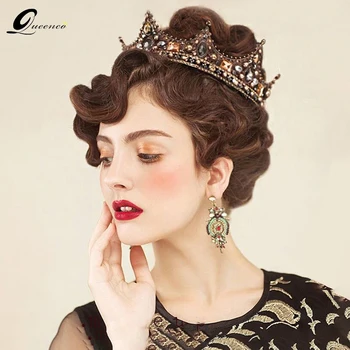 

Vintage Tiara Baroque Wedding Crown Bridal Hair Accessories Hair Jewelry Tiaras Beauty Royal Round Crown Bridal Hair