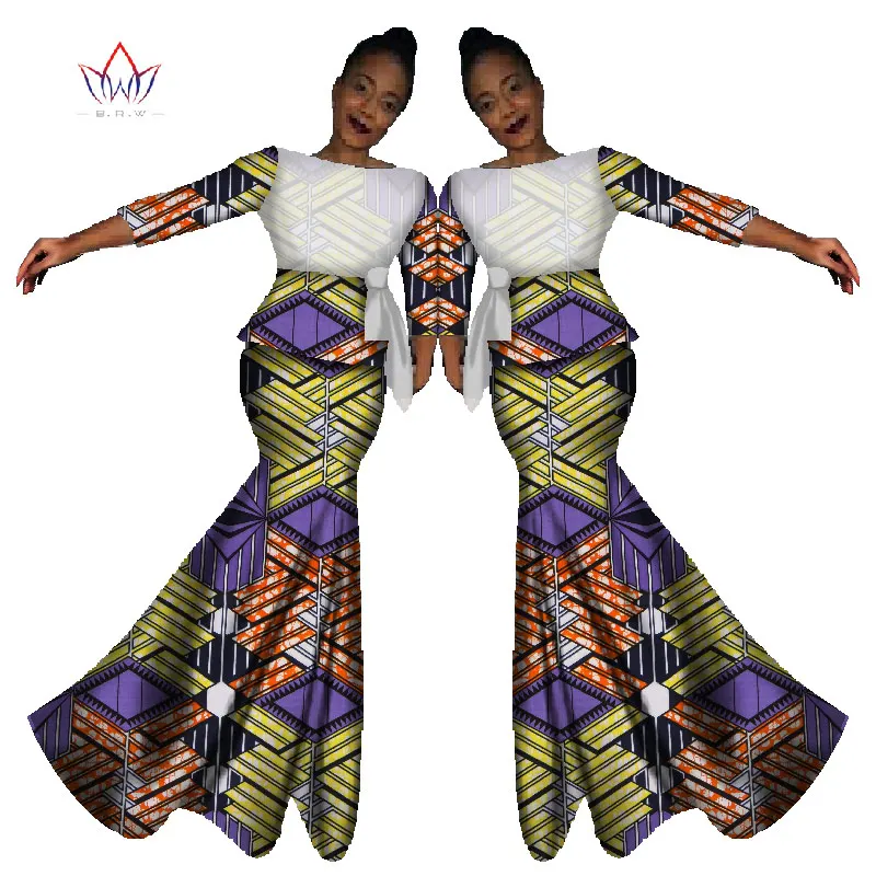 2017 Spring  skirt set african designed clothing traditional bazin print Bazin Riche plus size skirt set  cotton dress 7xl WY566