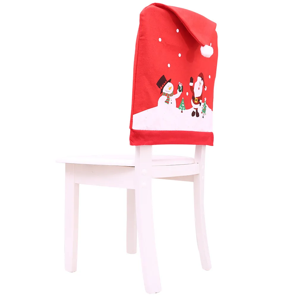 Санта Клаус съемный чехол для стула тянущийся эластичные Чехлы Кухня Таблица рождественские покрытия для стула Праздничное оформление дома#5