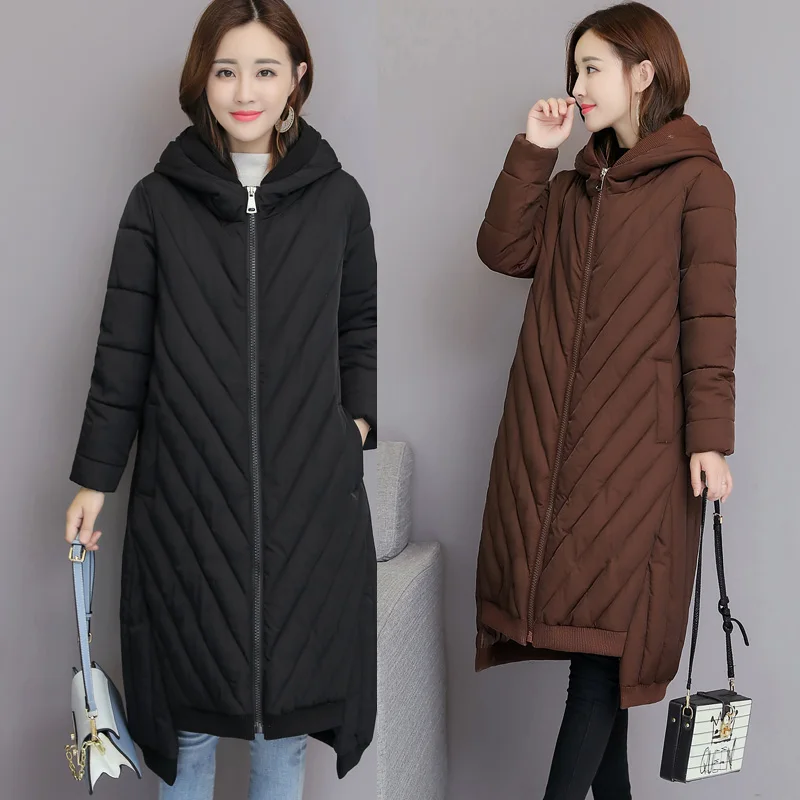 Winter Jacket Women Coats Plus Size Female Parka Hooded Loose Thick Cotton Padded Jacket Women Clothing Long Down Cotton Jacket